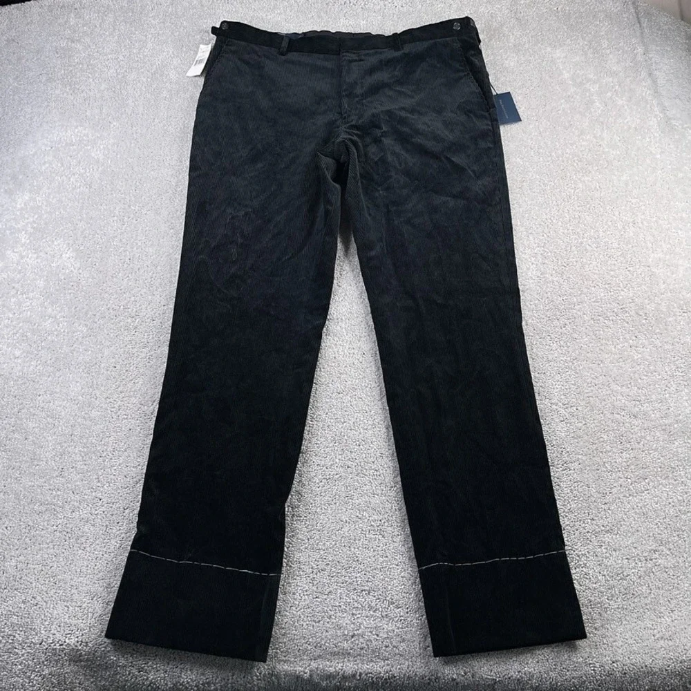 VINTAGE Polo Ralph Lauren Pants Mens 40 Black Corduroy Unhemmed Italy NEW NWT‎